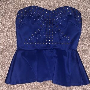 Strapless peplum top